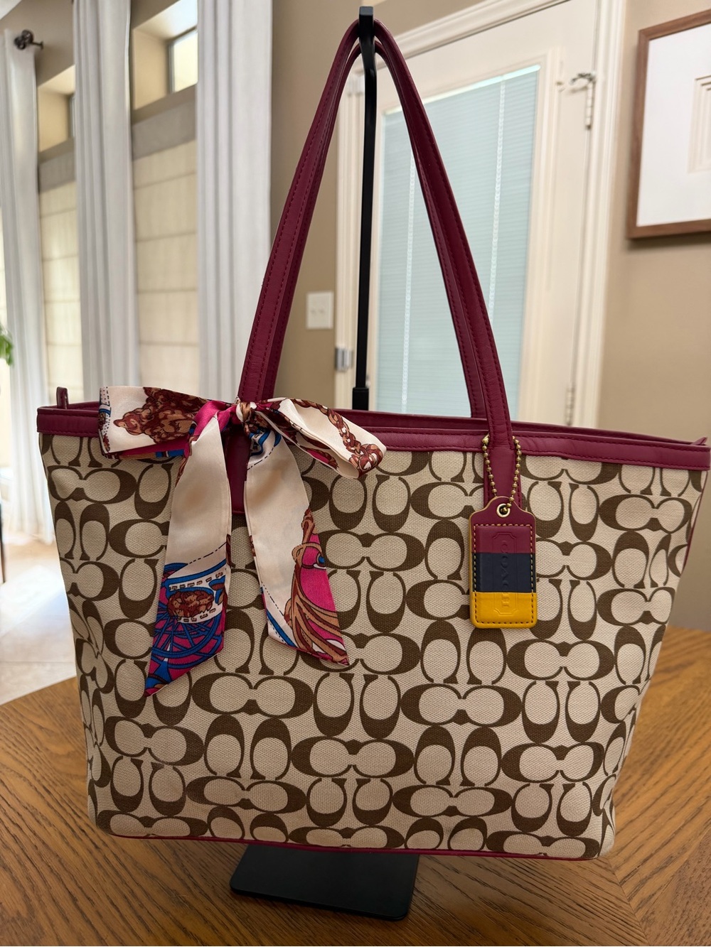 Coach Legacy Weekend Signature Tote Leather Trim w/ COA